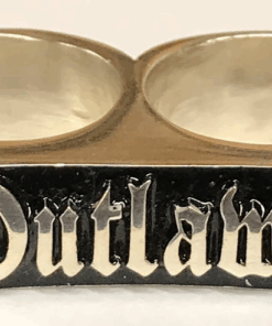 Sterling Double Finger Ring with Outlaws in Old English Lettering