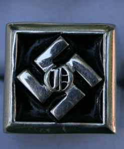 Sterling Square Ring with Swastika and Outlaws' “O”
