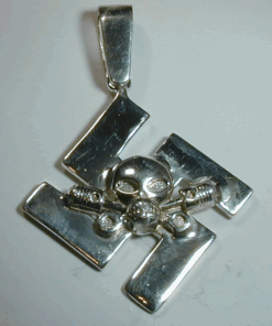 Large Sterling Swastika with Charlie Pendant