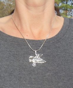 Alternative view of Sterling Silver Stylized Open Eagle Pendant