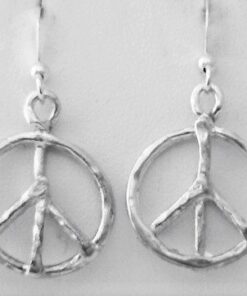 Sterling Silver Medium Peace Sign Dangle Earrings