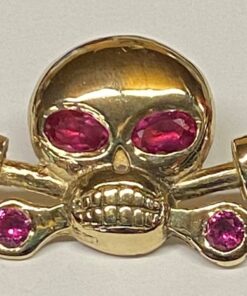 Large Brass Charlie Pin with Synthetic Ruby Eyes and Synthetic Rubies in Pistons