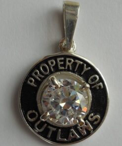 Sterling Round Property of Outlaws Pendant with 9mm Cubic Zirconia