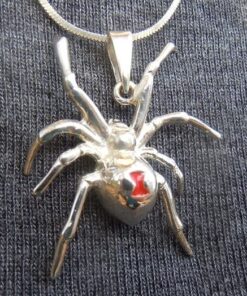 Sterling Silver Small Black Widow Spider Pendant