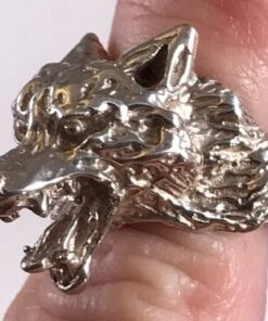 Sterling Silver Wolf Head Ring