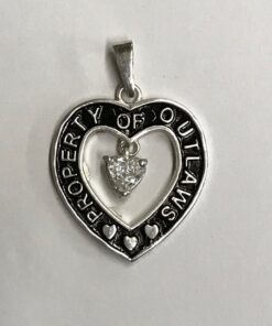 Sterling Heart-shaped Property of Outlaws Pendant with Cubic Zirconia