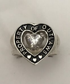 Sterling Heart-shaped Outlaws Property Ring with Cubic Zirconia