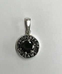 Sterling Round Property of Outlaws Pendant with Black Cubic Zirconia
