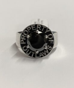 Round Sterling Property of Outlaws Ring with Solid Sides and Set with Round Black CZ