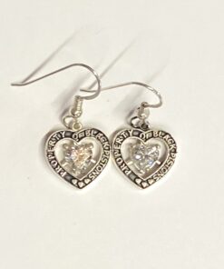 Sterling Heart-shaped Property of Black Pistons Earring with Heart-Shaped CZ