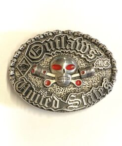Large Sterling Silver Oval Outlaws United States Buckle