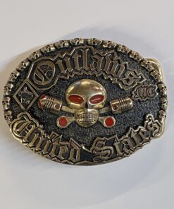 XXL Brass Oval Outlaws United States Buckle