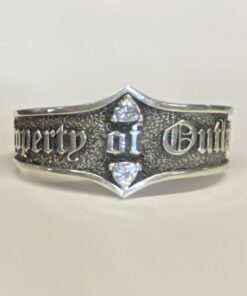 Sterling Property of Outlaws Cuff Bracelet with 2 Heart Shaped CZs