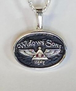 Small, Sterling, Oval Widows Sons Lady Pendant with two 1.5mm Rubies