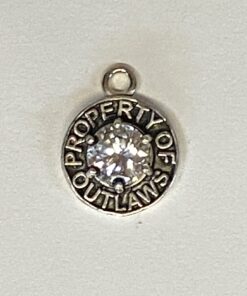 Sterling Round Property of Outlaws Charm with Round Cubic Zirconia