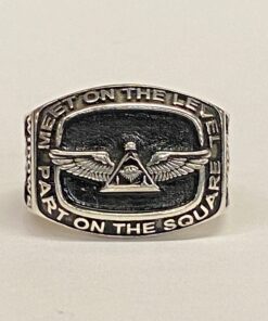 Sterling Widows Sons Cushion-shaped Ring with Meet on the Level Part on the Square around the Widows Sons Logo