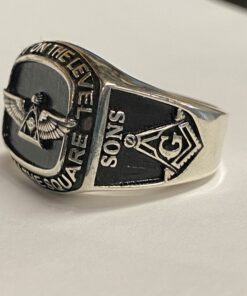 Alternative view of Sterling Widows Sons Cushion-shaped Ring with Meet on the Level Part on the Square around the Widows Sons Logo