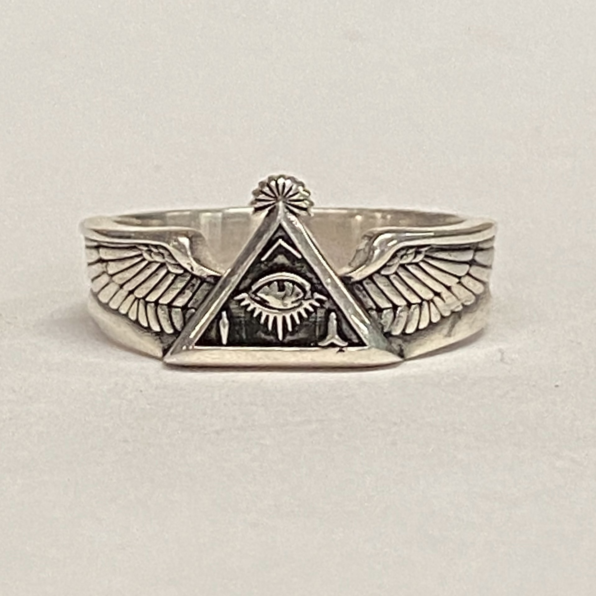 Mens Sterling Widows Sons Generic Ring with Wing Sides