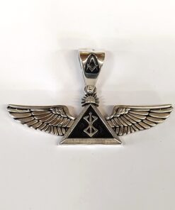 Large, Sterling Widows Sons Pendant with Berserker in Triangle between Wings