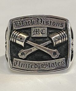 Sterling Old School Black Pistons MC United States Ring