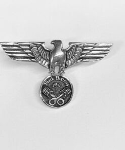 Sterling Eagle Holding Round Black Pistons Disk Pin