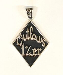 Large Sterling Old Style Outlaws 1%er Script Pendant