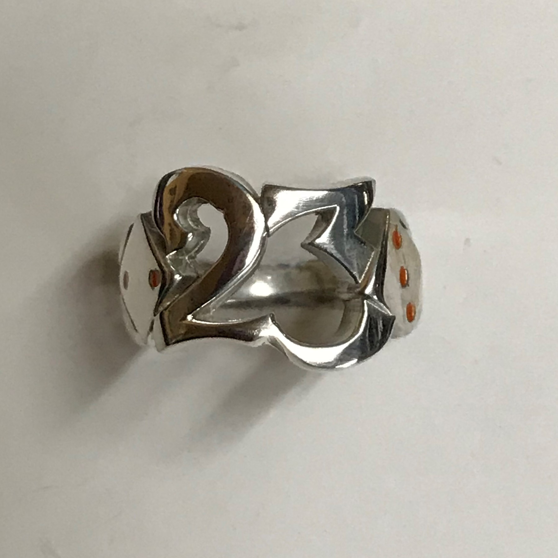 Sterling Ladies Weasels "23" Cut-out Ring with Dice - Image 6