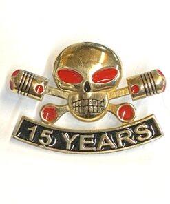 Large Brass Charlie Vest Pin with 15 Year Rocker