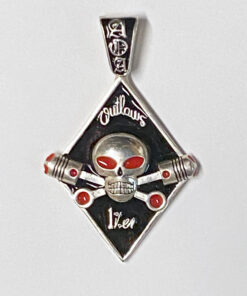 Diamond Shaped Pendant With Charlie and Script Outlaws and 1%er