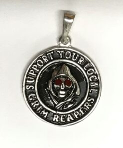 Sterling Silver Round Support Local Grim Reapers Pendant