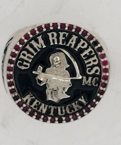 Mens Sterling Kentucky Grim Reapers Ring With Rubies